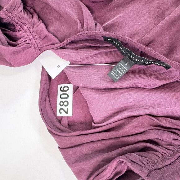 WHBM Midi Dress Womens Small Purple Satin Sleeveless Tiered Flowy Party New - Picture 11 of 11